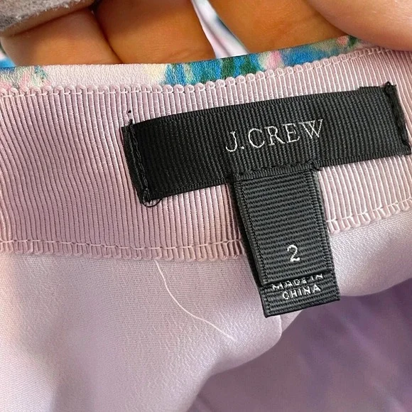 J.CREW Two Tier Pleated Skater Mini Skirt Womens Size 2 Watercolor Zip E0987 - Picture 3 of 10